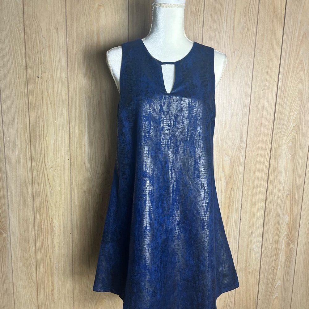 fab'rik Navy Blue Sleeveless Dress with Keyhole Detail